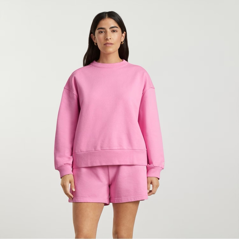 Everlane ReTrack Oversized Crew, Size Small, Bubblegum Pink